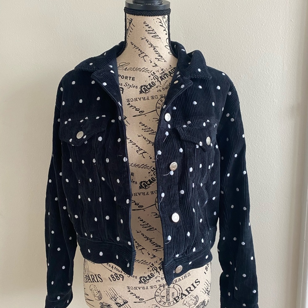 Topshop polka dot corduroy jacket